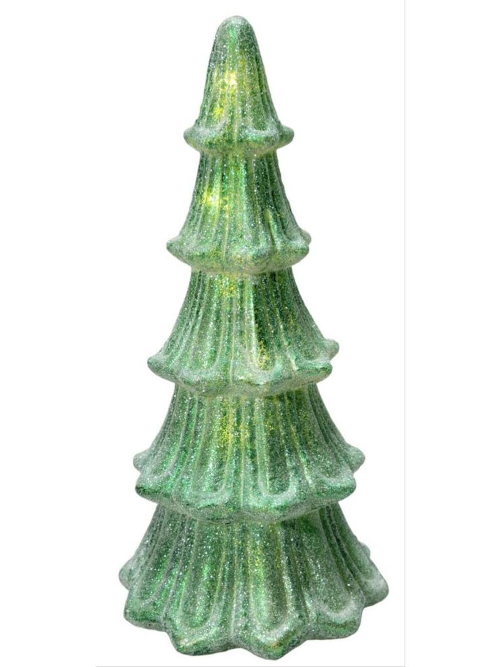 Mr. Christmas 15" Light Up Green Frosted Glass Christmas Tree Decor Centerpiece - Picture 3 of 11